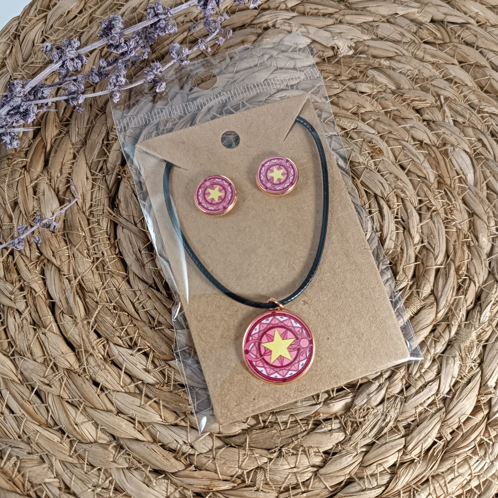 Colgante y pendientes sakura cazadora cartas